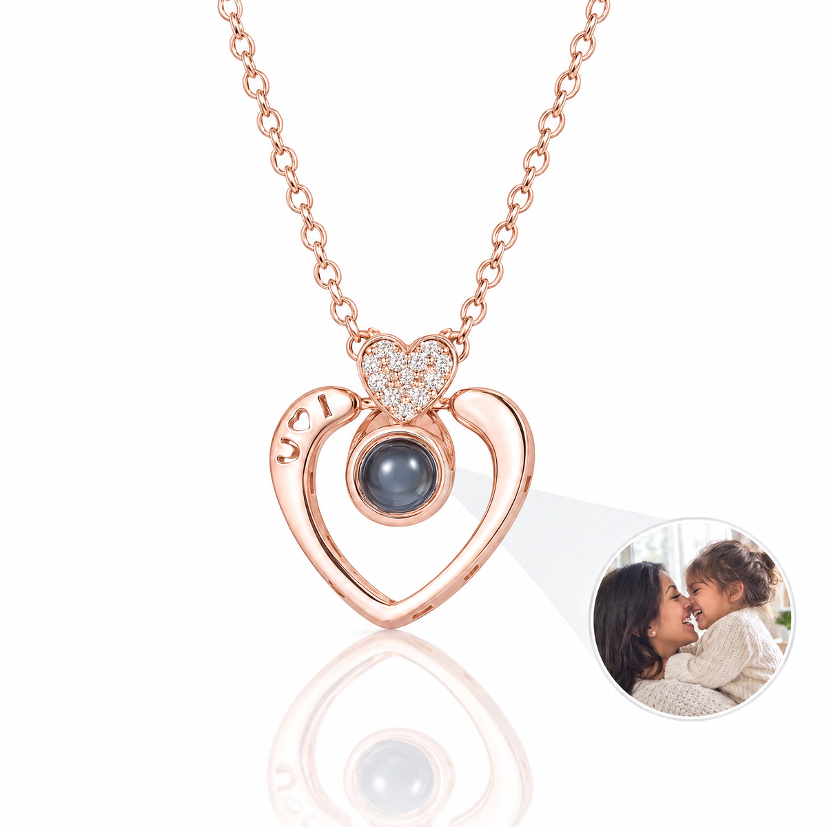 Collar Amor Eterno con foto dentro en oro rosa