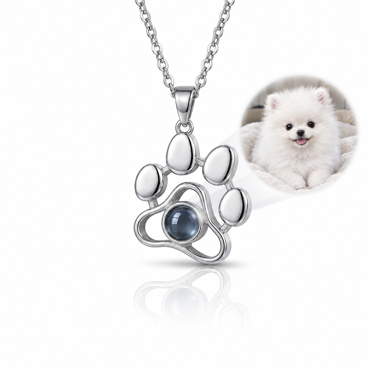 Collar huella con la foto de tu mascota dentro en plata