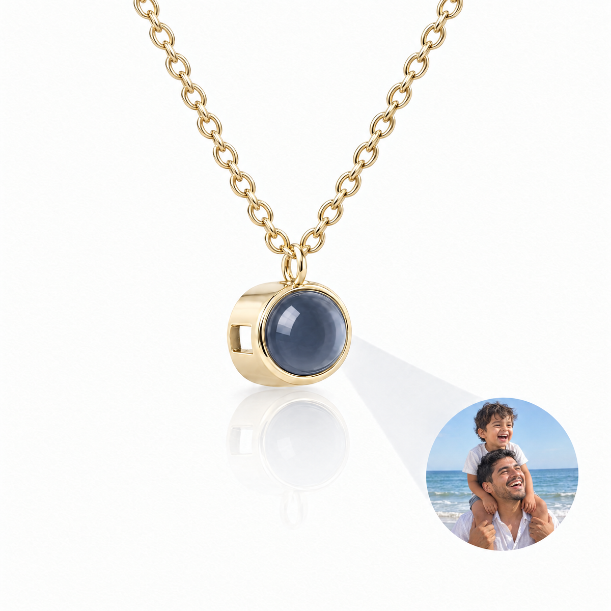 Collar Mirilla del Recuerdo con foto dentro en oro