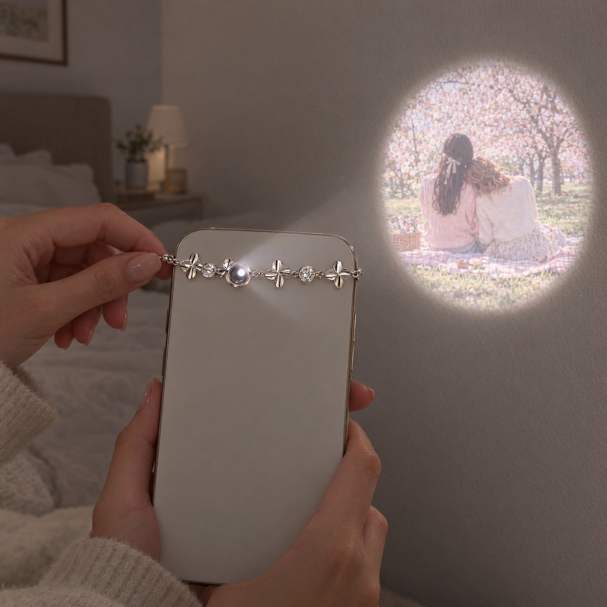 Pulsera Soulful Charms proyectando la foto en la pared