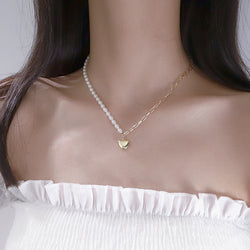 Golden Heart Pearl Necklace